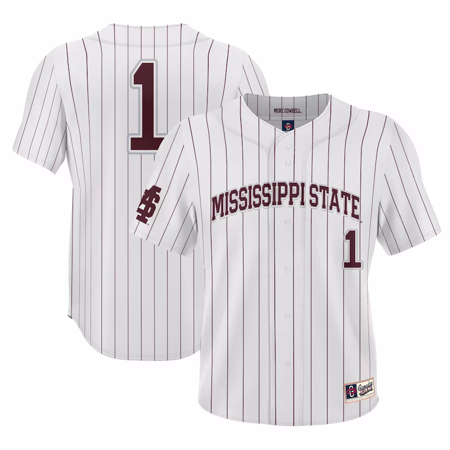 #1 Mississippi State Bulldogs GameDay Greats Lightweight Baseball Jersey - White - U-jersey