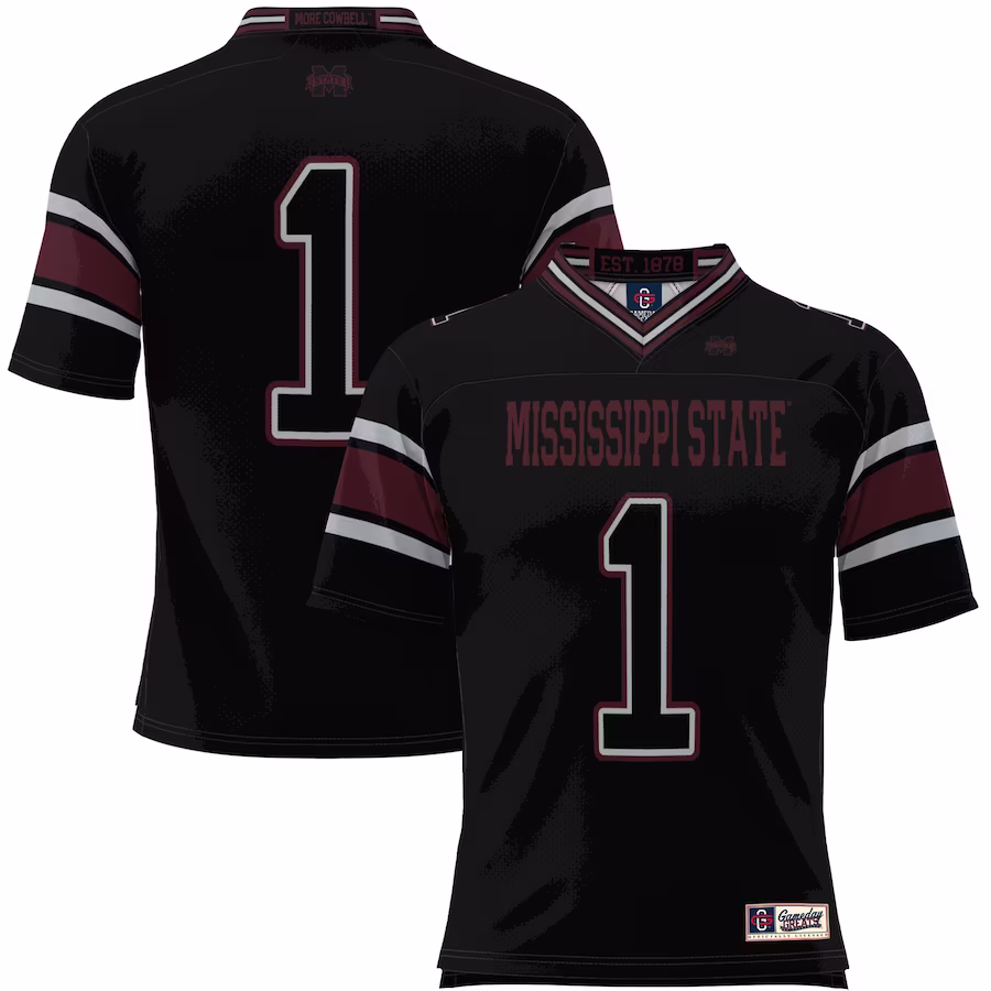 #1 Mississippi State Bulldogs GameDay Greats Endzone Football Jersey - Black - U-jersey