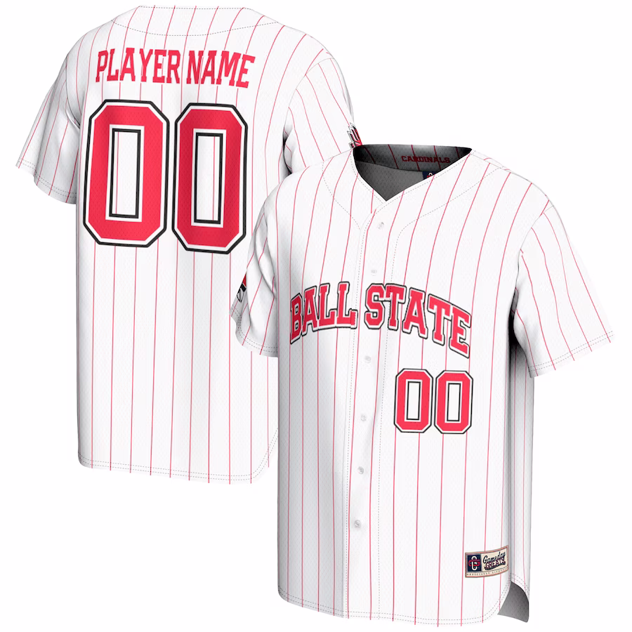 Ball State Cardinals GameDay Greats Youth NIL Pick-A-Player Lightweight Baseball Jersey - White - U-jersey