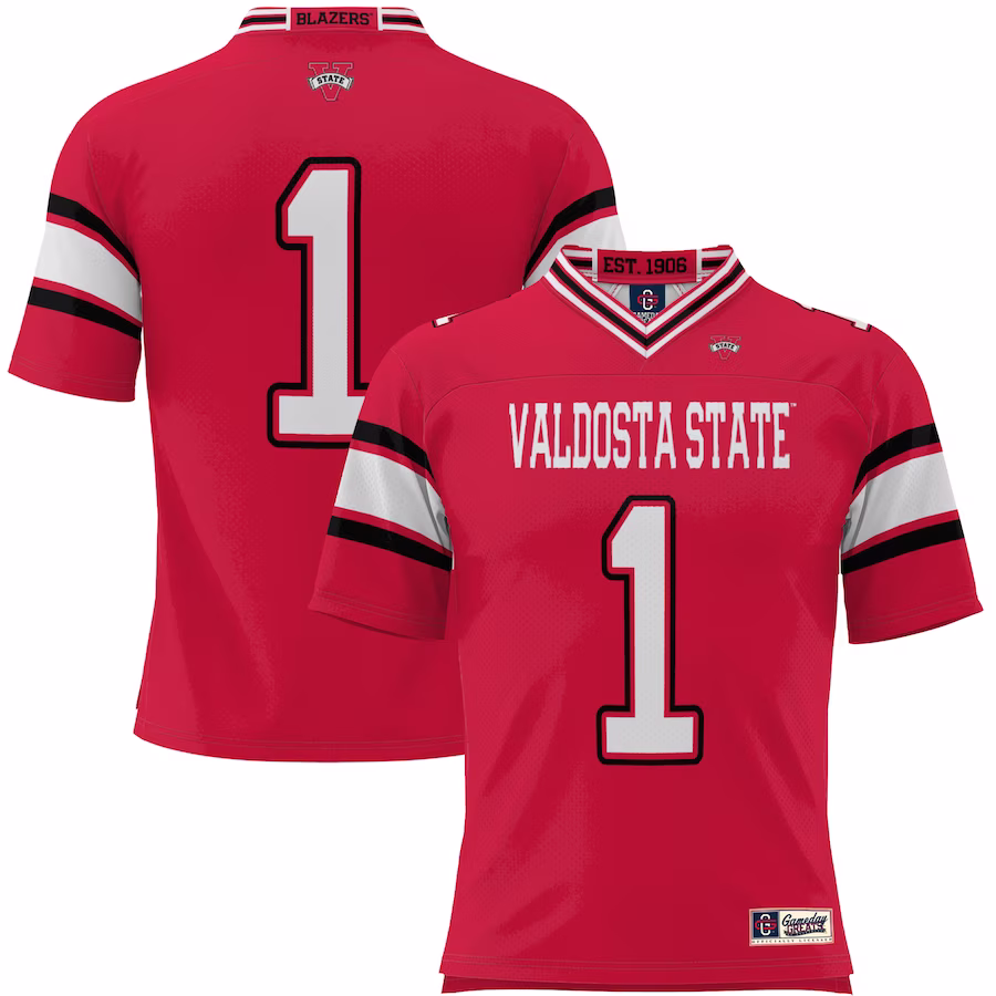 #1 Valdosta State Blazers GameDay Greats Youth Endzone Football Jersey - Red - U-jersey