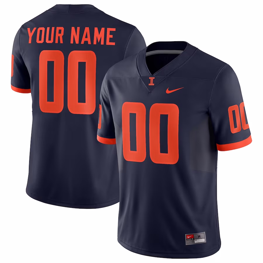 Illinois Fighting Illini Nike Football Custom Game Jersey - Navy - U-jersey