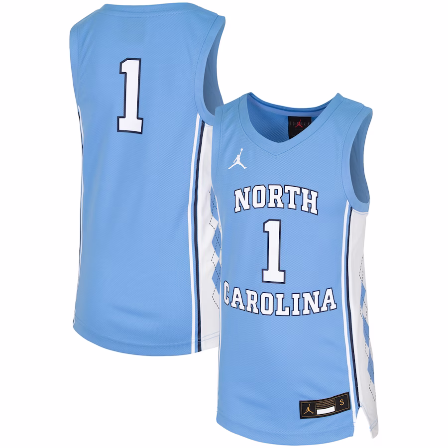 #1 North Carolina Tar Heels Jordan Youth Replica Team Basketball Jersey - Carolina Blue - U-jersey