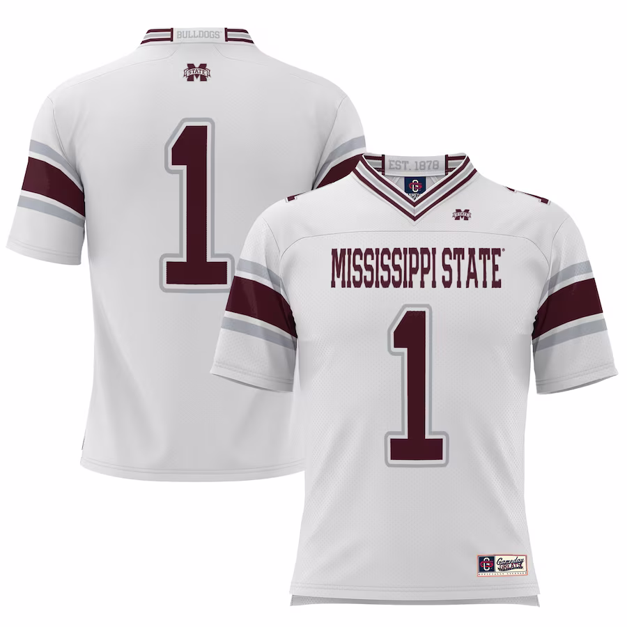 #1 Mississippi State Bulldogs GameDay Greats Football Jersey – White - U-jersey