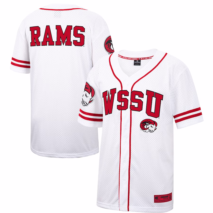 Winston-Salem State Rams Colosseum Free Spirited Mesh Button-Up Baseball Jersey - White - U-jersey