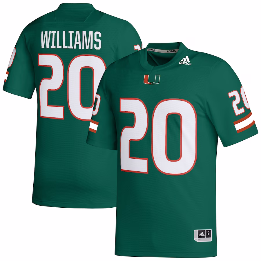 James Williams Miami Hurricanes adidas NIL Football Player Jersey - Green - U-jersey