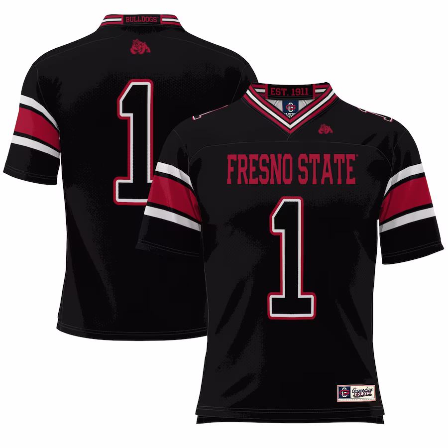 #1 Fresno State Bulldogs GameDay Greats Endzone Football Jersey - Black - U-jersey