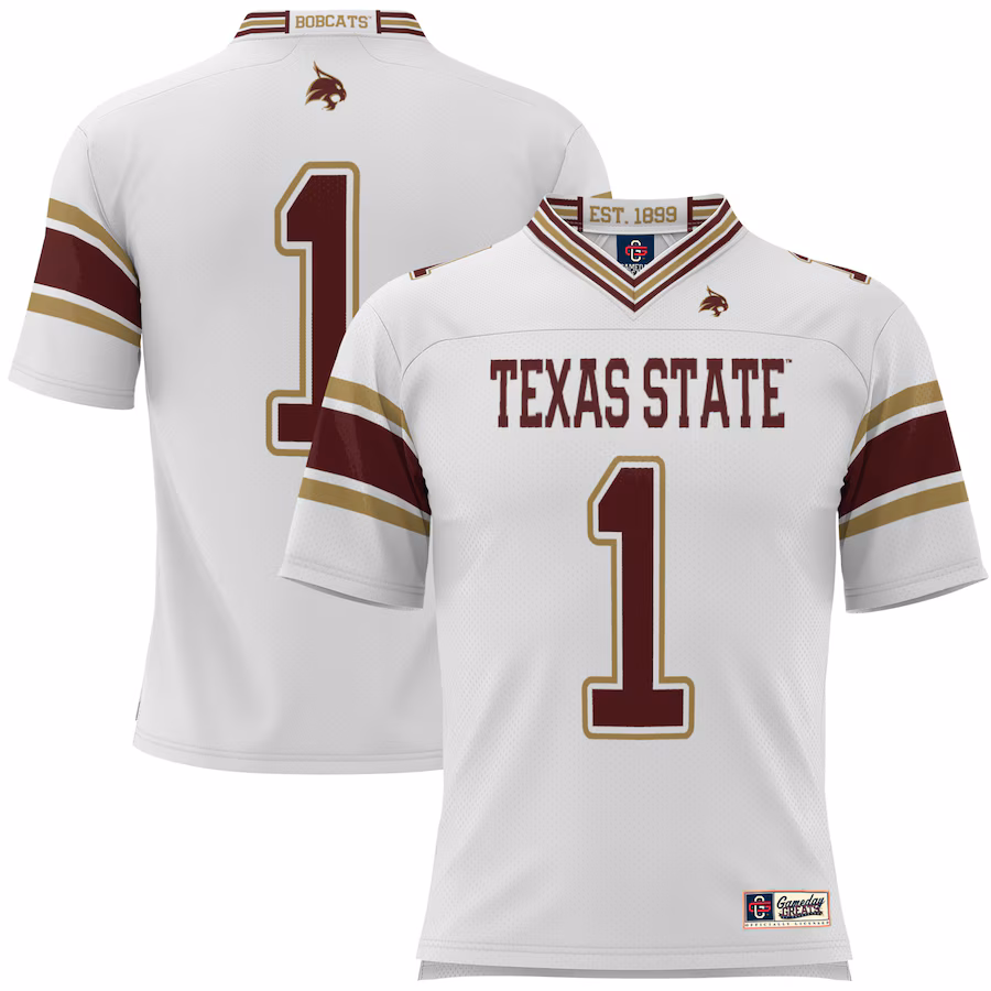 #1 Texas State Bobcats GameDay Greats Youth Football Jersey - White - U-jersey