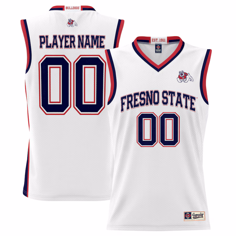 Fresno State Bulldogs GameDay Greats Youth NIL Pick-A-Player Lightweight Basketball Jersey - White - U-jersey