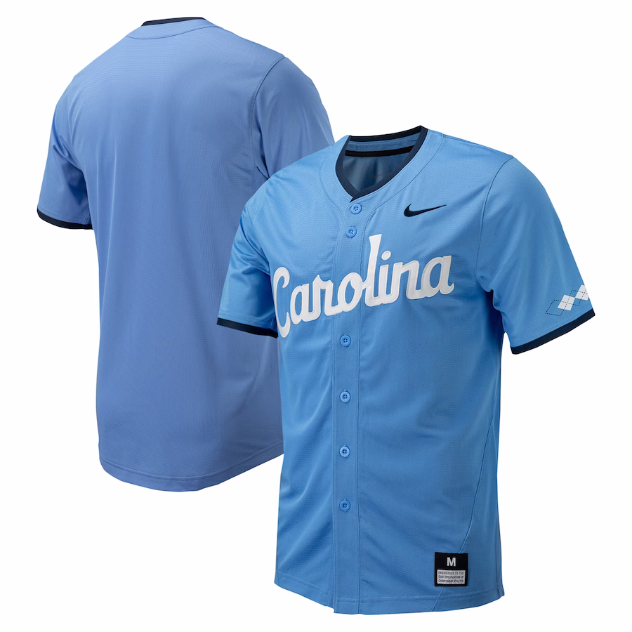 North Carolina Tar Heels Nike Replica Full-Button Baseball Jersey - Carolina Blue - U-jersey