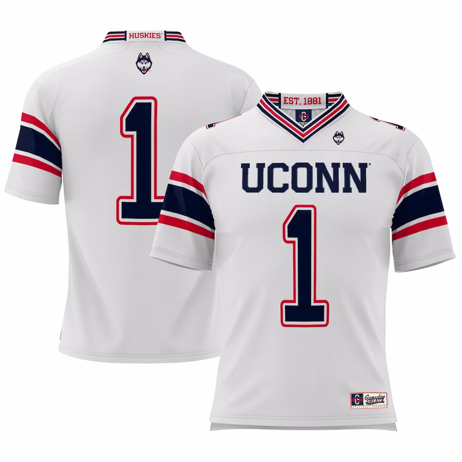 #1 UConn Huskies GameDay Greats Youth Football Jersey - White - U-jersey
