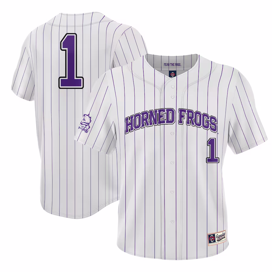 #1 TCU Horned Frogs GameDay Greats Lightweight Baseball Jersey - White - U-jersey