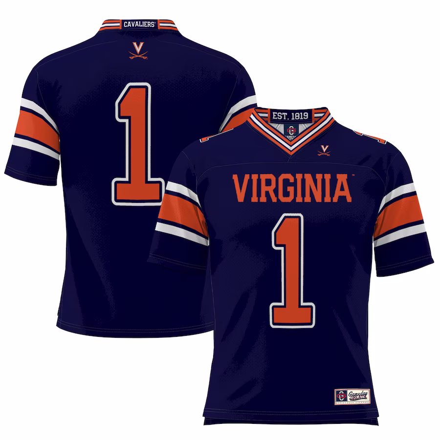 #1 Virginia Cavaliers GameDay Greats Youth Football Jersey – Navy - U-jersey