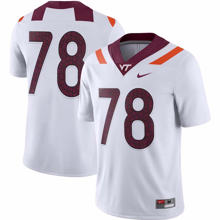 #78 Virginia Tech Hokies Nike Game Player Jersey - White - U-jersey