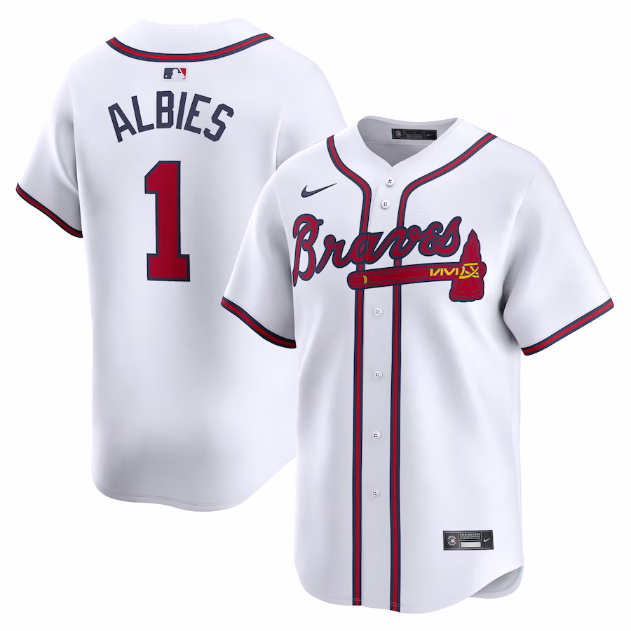 Men's Atlanta Braves Ozzie Albies Nike White Home Limited Player Jersey - U-jersey