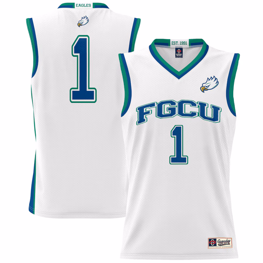 #1 Florida Gulf Coast Eagles GameDay Greats Youth Lightweight Basketball Jersey - White - U-jersey