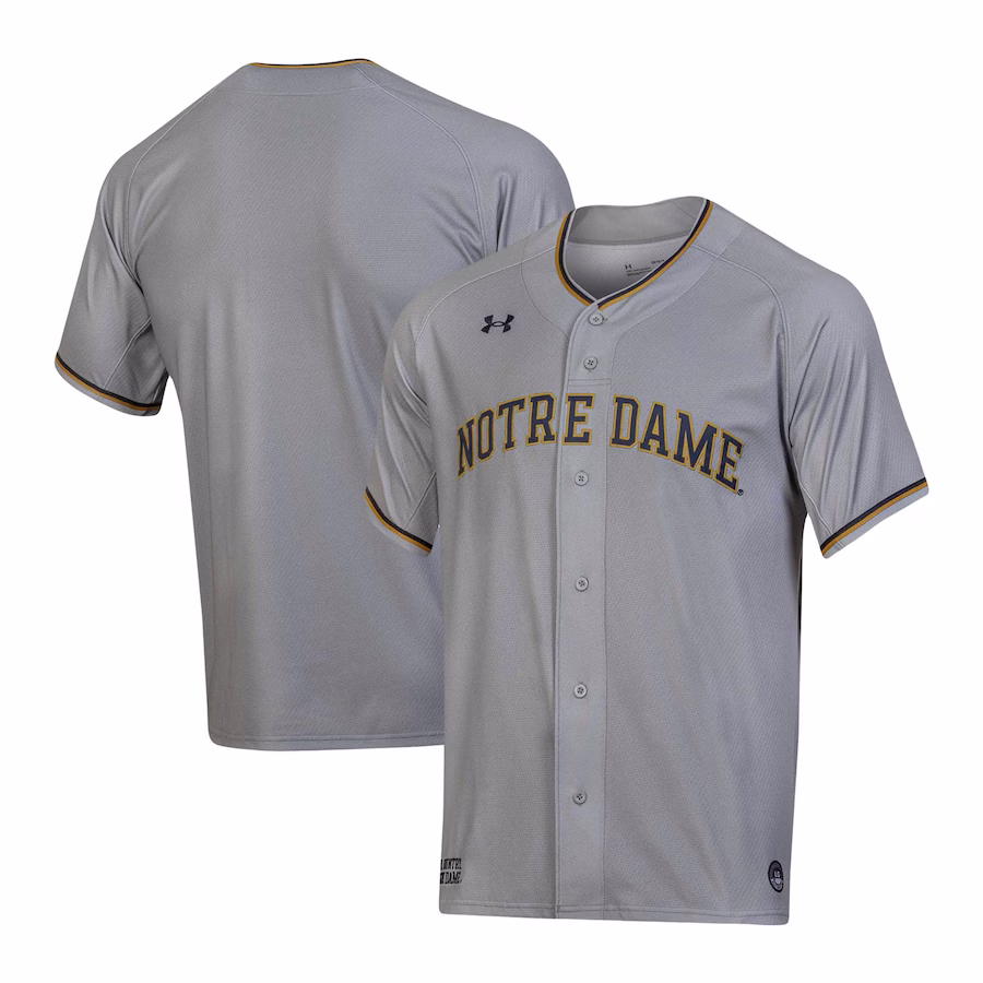 Notre Dame Fighting Irish Under Armour Replica Baseball Jersey - Gray - U-jersey