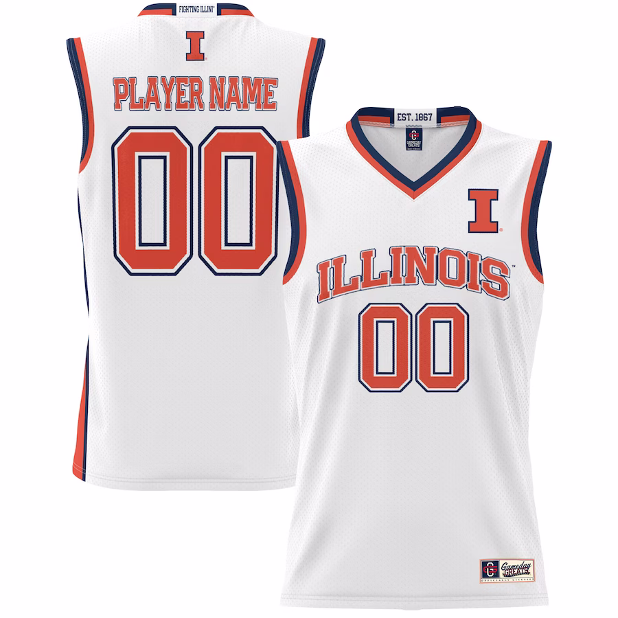 Illinois Fighting Illini GameDay Greats Unisex  Lightweight NIL Pick-A-Player Basketball Jersey - White - U-jersey