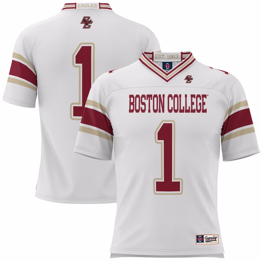 #1 Boston College Eagles GameDay Greats Youth Football Jersey - White - U-jersey