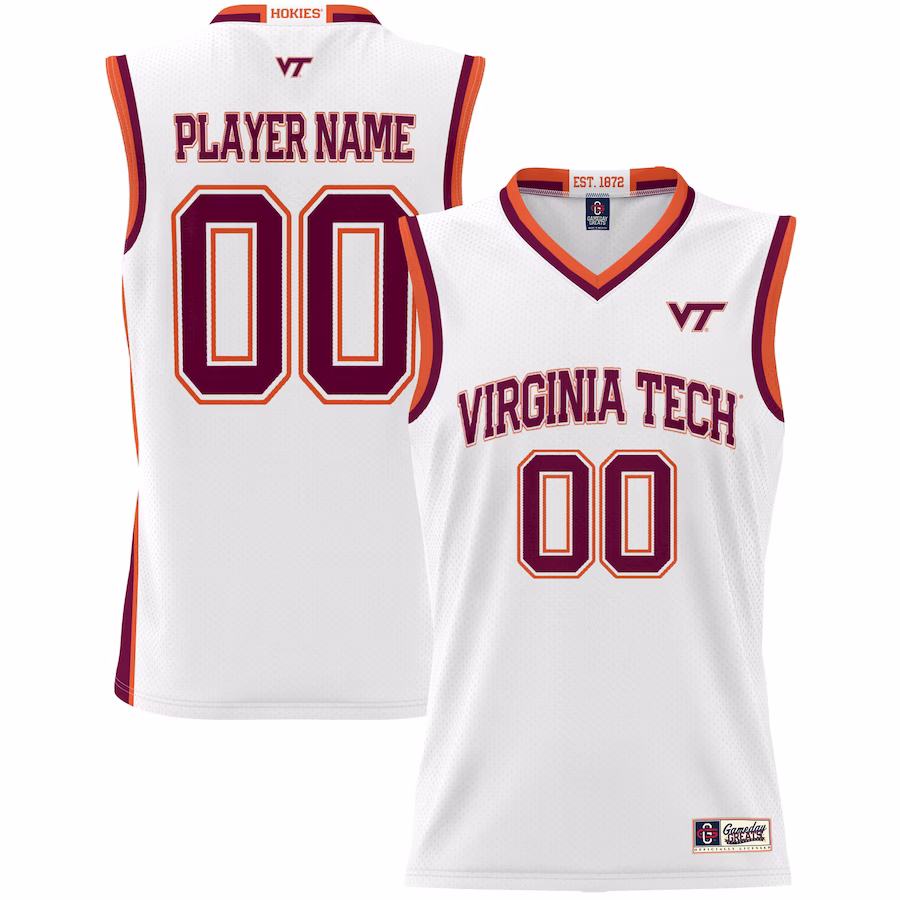Virginia Tech Hokies GameDay Greats Youth NIL Pick-A-Player Lightweight Basketball Jersey - White - U-jersey