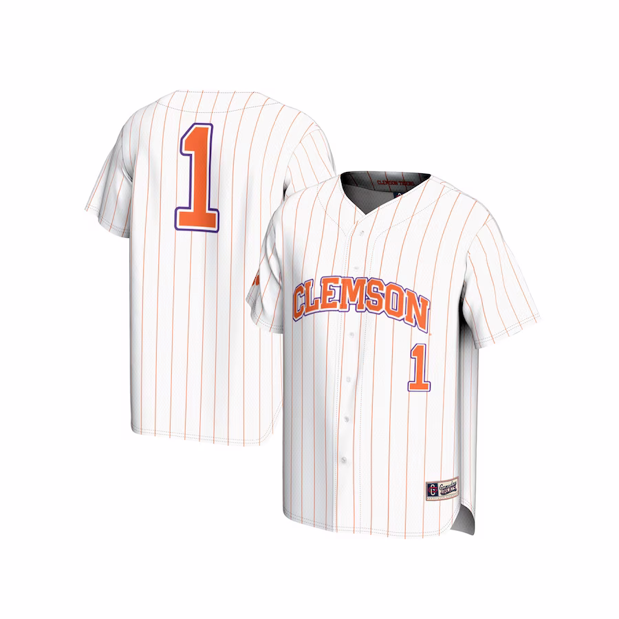 #1 Clemson Tigers GameDay Greats Youth Lightweight Baseball Fashion Jersey - White - U-jersey