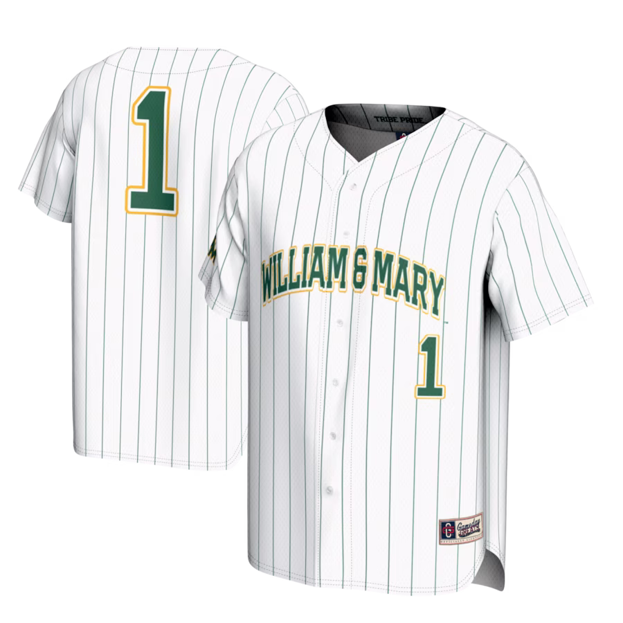 #1 William & Mary Tribe GameDay Greats Youth Lightweight Baseball Fashion Jersey - White - U-jersey