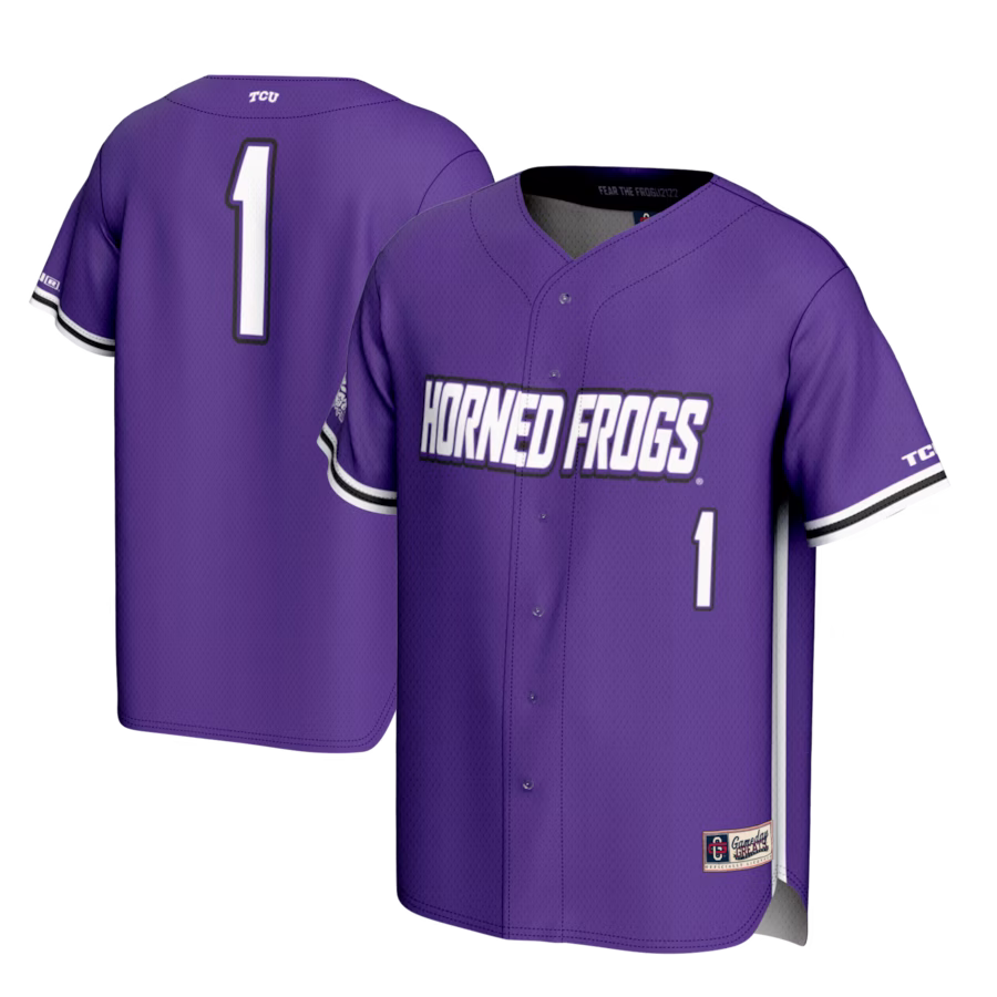 #1 TCU Horned Frogs GameDay Greats Youth Lightweight Baseball Fashion Jersey - Purple - U-jersey