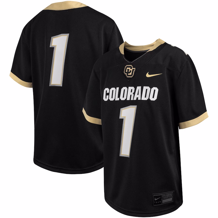 #1 Colorado Buffaloes Nike Youth Untouchable Replica Game Jersey - Black - U-jersey