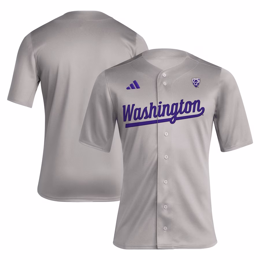 Washington Huskies adidas Replica Baseball Jersey - Gray - U-jersey