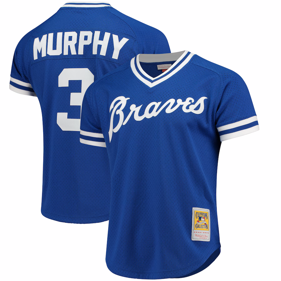 Men's Atlanta Braves Dale Murphy Mitchell & Ness Royal Cooperstown Mesh Batting Practice Jersey - U-jersey