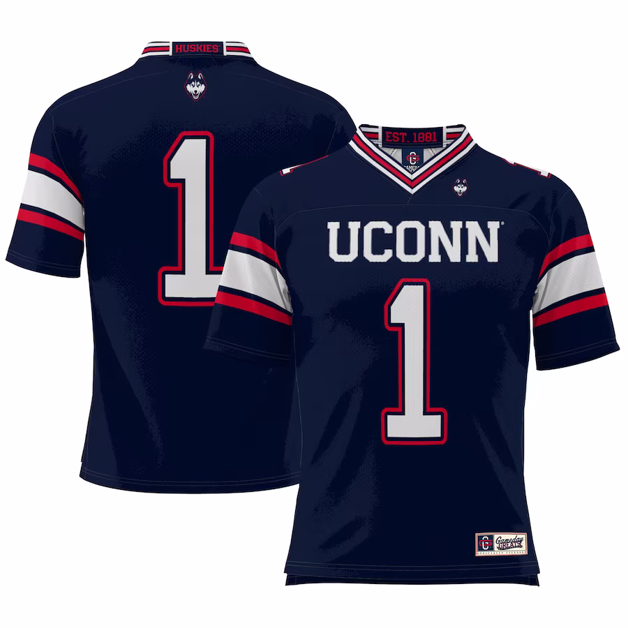 #1 UConn Huskies GameDay Greats Football Jersey - Cardinal - U-jersey