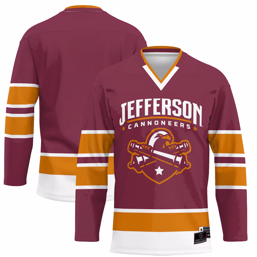 Jefferson Community College Cannoneers ProSphere Youth  Hockey Jersey - Maroon - U-jersey