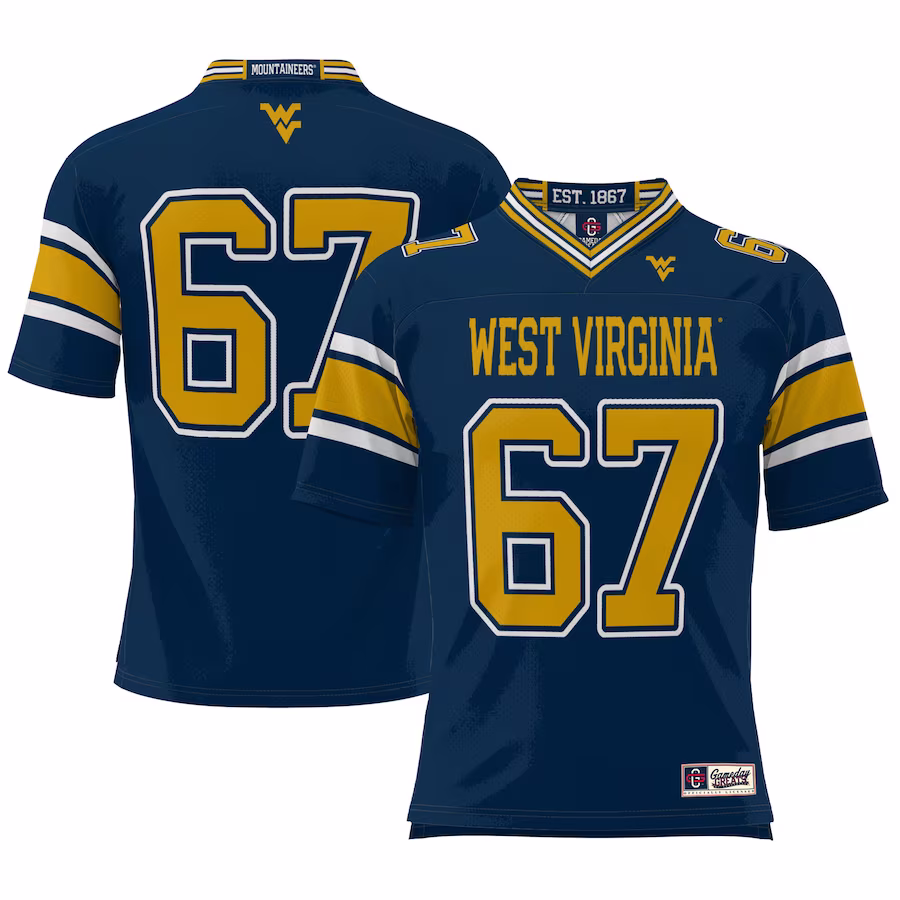 #1 West Virginia Mountaineers GameDay Greats Youth Football Jersey - Navy - U-jersey
