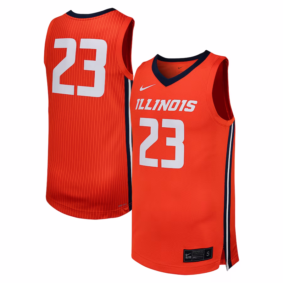 #23 Illinois Fighting Illini Nike Replica Basketball Jersey - Orange - U-jersey