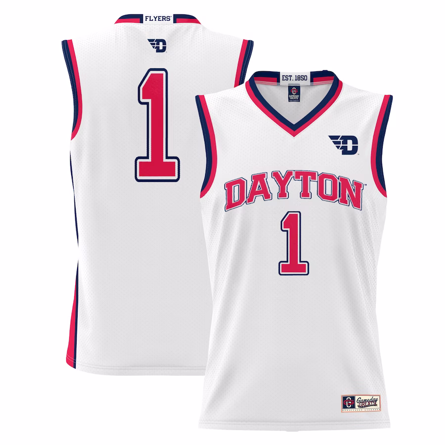 #1  Dayton Flyers GameDay Greats  Lightweight Basketball Jersey - White - U-jersey