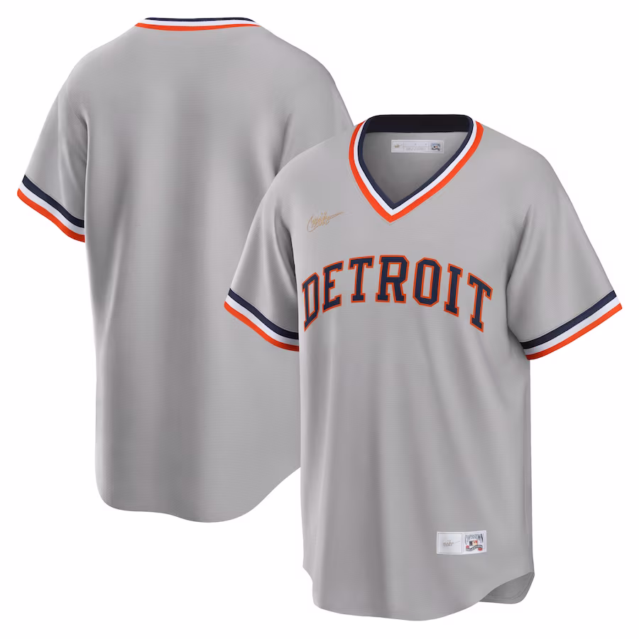 Men's Detroit Tigers Nike Gray Road Cooperstown Collection Team Jersey - U-jersey