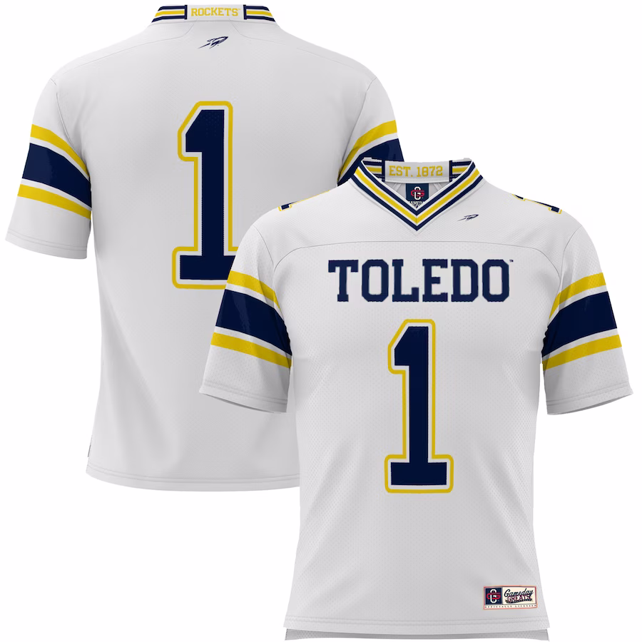 #1 Toledo Rockets GameDay Greats Youth Endzone Football Jersey - White - U-jersey
