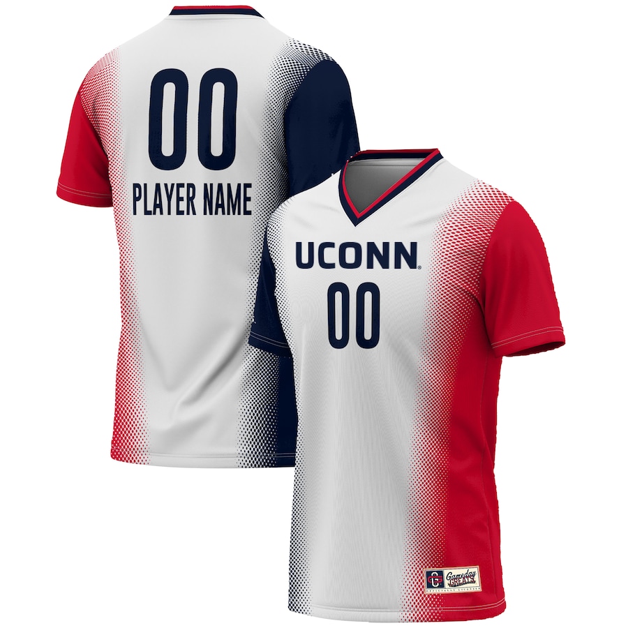 UConn Huskies GameDay Greats Unisex NIL Pick-A-Player Lightweight Women's Soccer Jersey - White - U-jersey