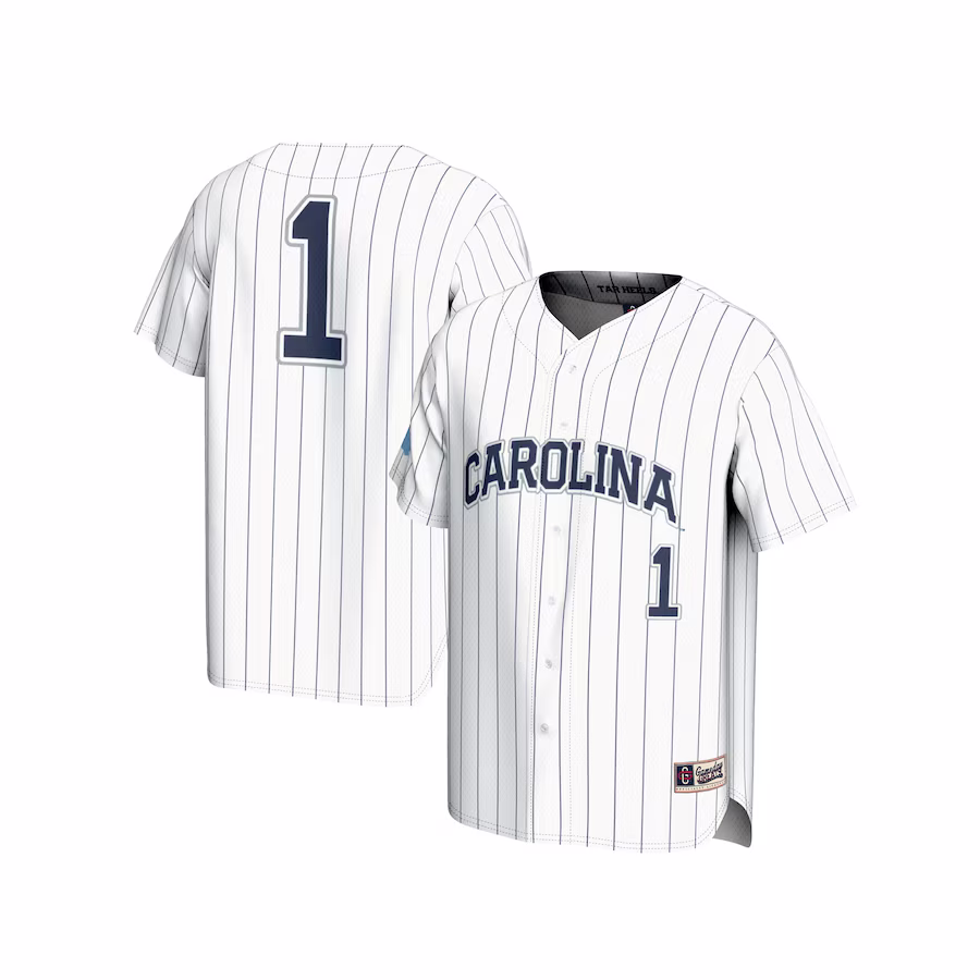#1 North Carolina Tar Heels GameDay Greats Youth Lightweight Baseball Fashion Jersey - White - U-jersey
