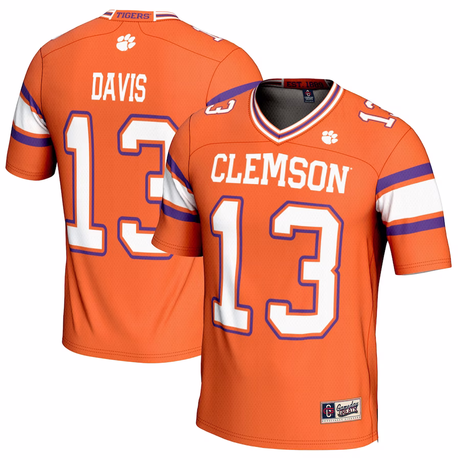 Tyler Davis Clemson Tigers GameDay Greats NIL Player Football Jersey - Orange - U-jersey