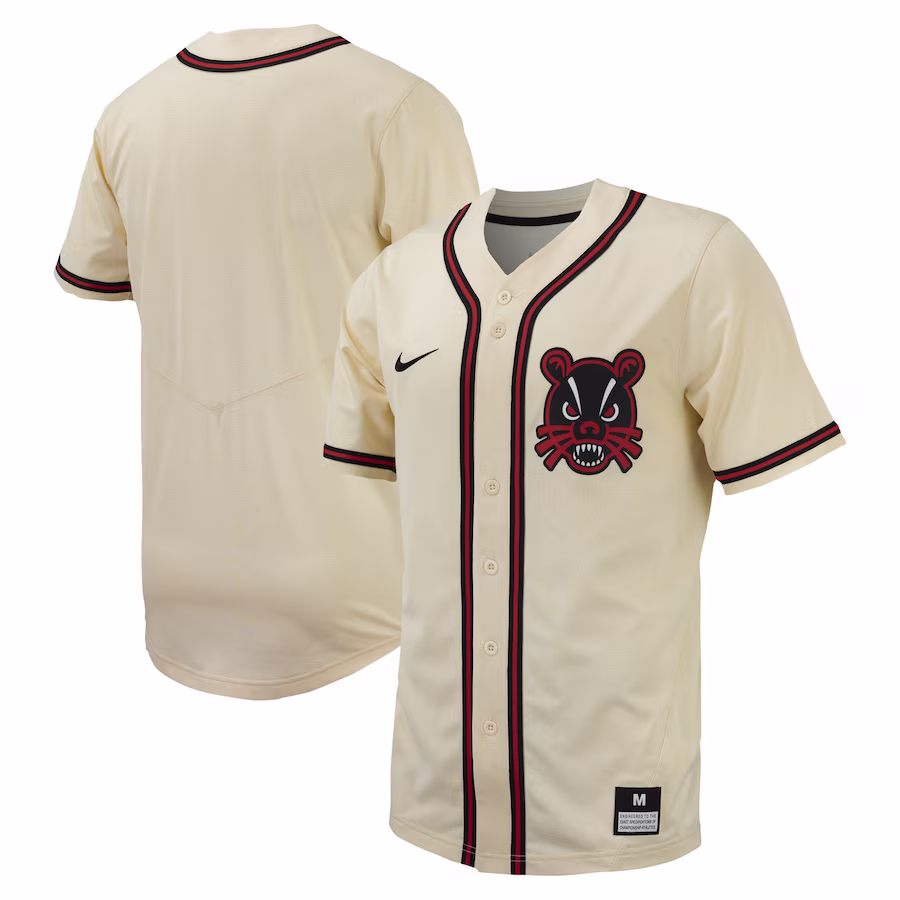 Cincinnati Bearcats Nike Replica Full-Button Baseball Jersey - Natural - U-jersey