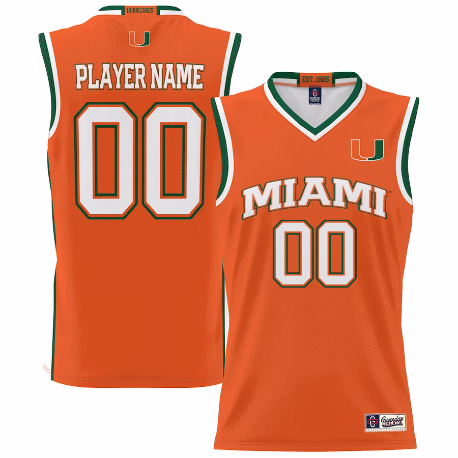 Miami Hurricanes GameDay Greats Unisex NIL Pick-A-Player Lightweight Basketball Jersey - Orange - U-jersey