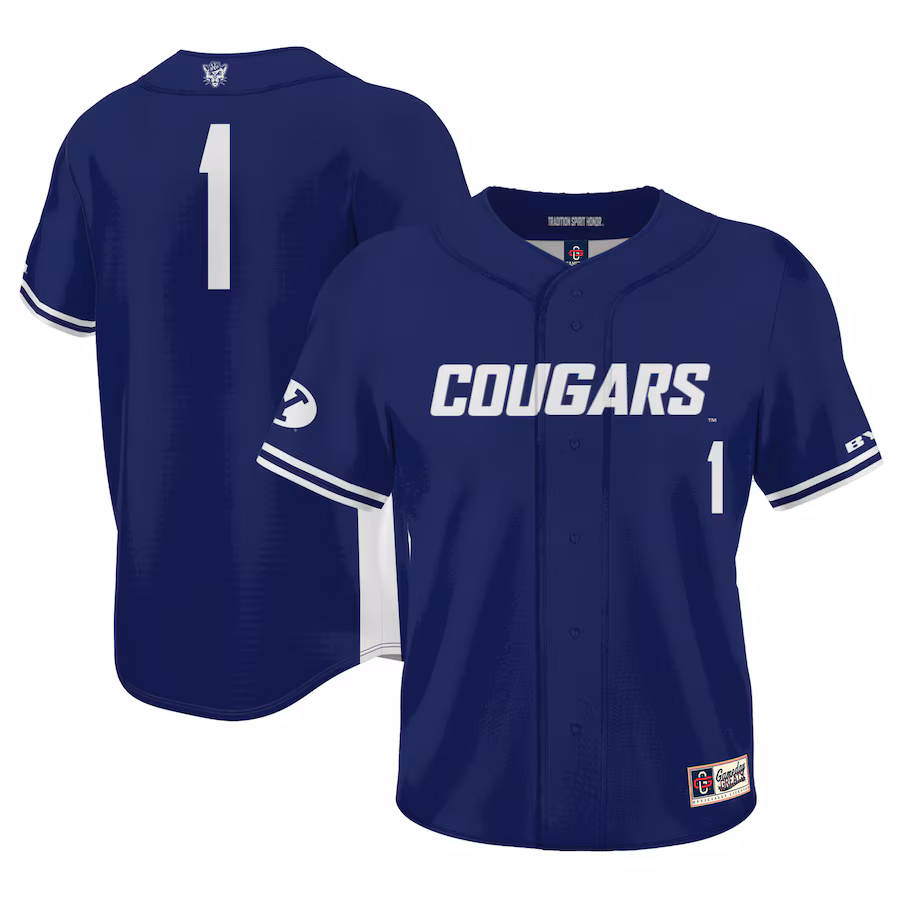 #1 BYU Cougars GameDay Greats Lightweight Baseball Jersey - Navy - U-jersey