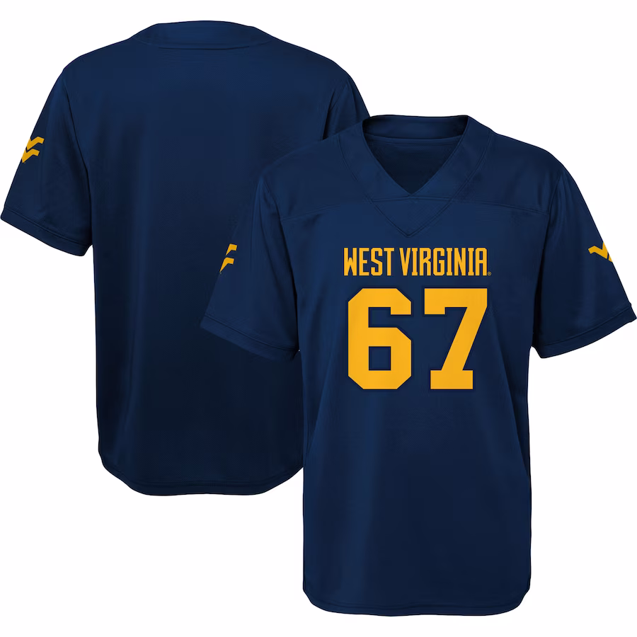 #67 West Virginia Mountaineers Youth Jersey - Navy - U-jersey