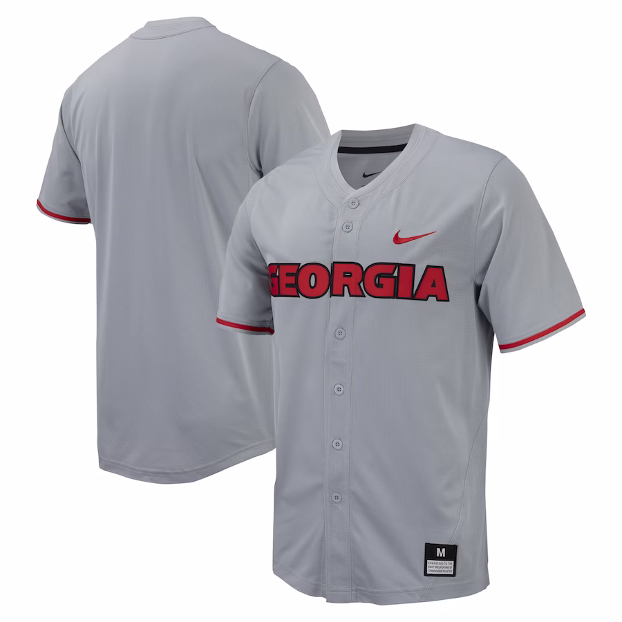 Georgia Bulldogs Nike Replica Full-Button Baseball Jersey - Gray - U-jersey