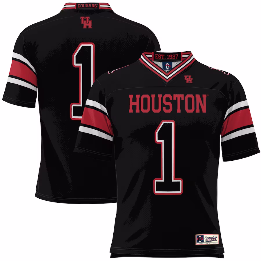 #1 Houston Cougars GameDay Greats Youth Football Jersey - Black - U-jersey