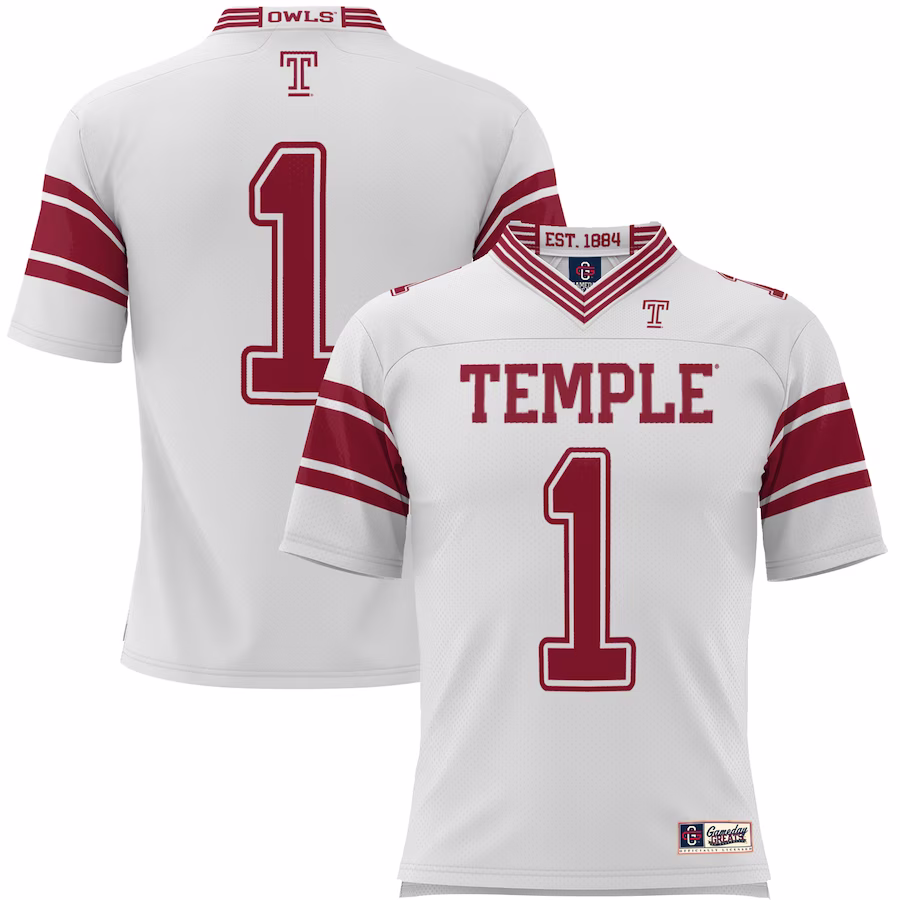#1 Temple Owls GameDay Greats Youth Endzone Football Jersey - White - U-jersey