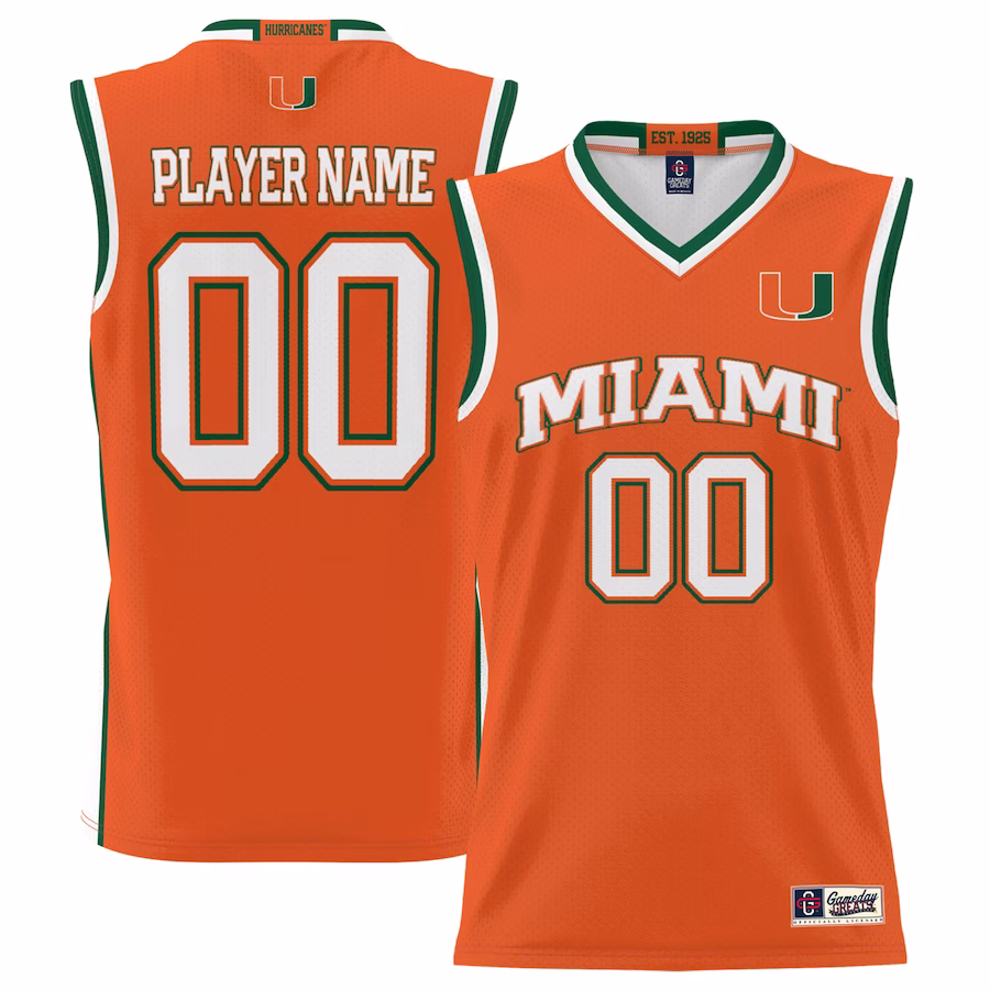 Miami Hurricanes GameDay Greats Unisex NIL Pick-A-Player Lightweight Basketball Jersey - Orange - U-jersey