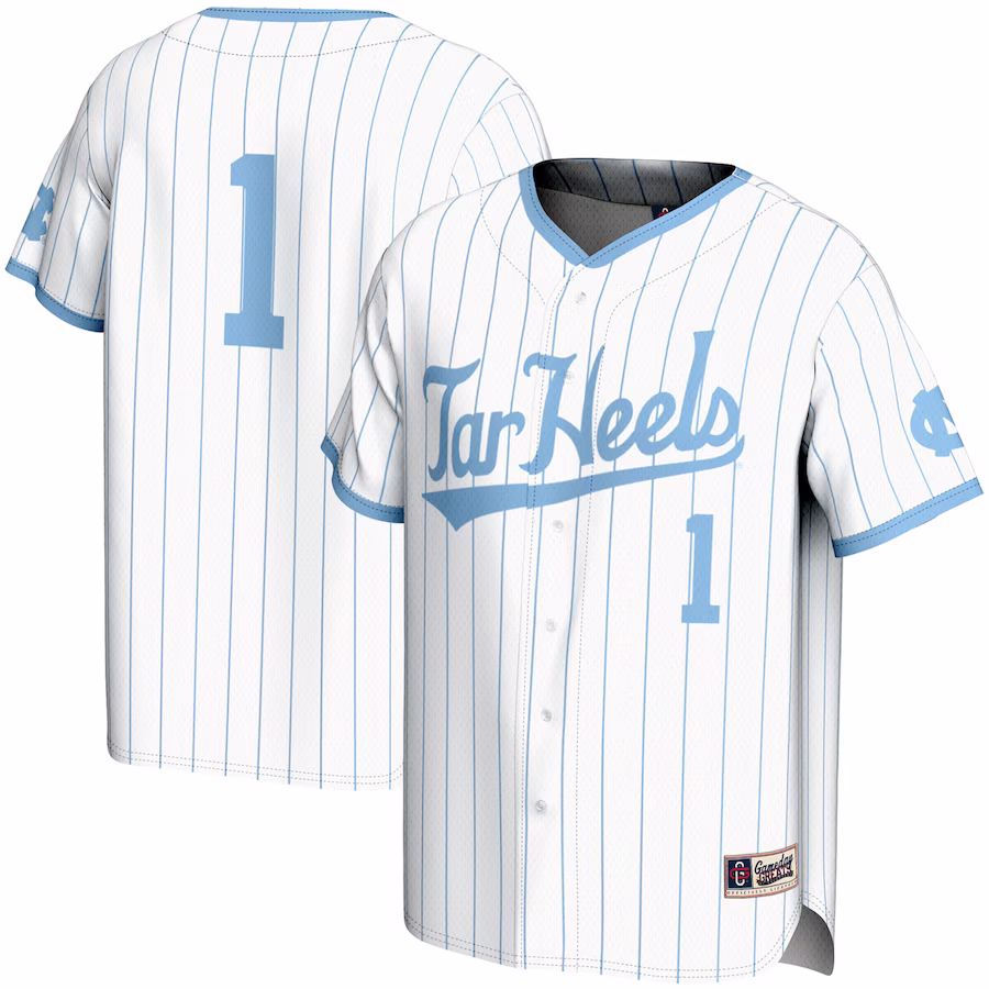 #1 North Carolina Tar Heels GameDay Greats Lightweight Baseball Jersey - White - U-jersey