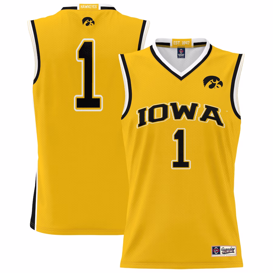 #1 Iowa Hawkeyes GameDay Greats Youth Lightweight Basketball Jersey - Gold - U-jersey