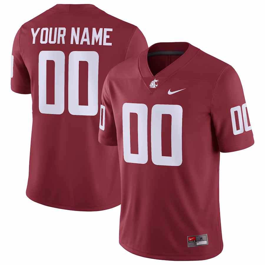 Washington State Cougars Nike Football Custom Game Jersey - Crimson - U-jersey